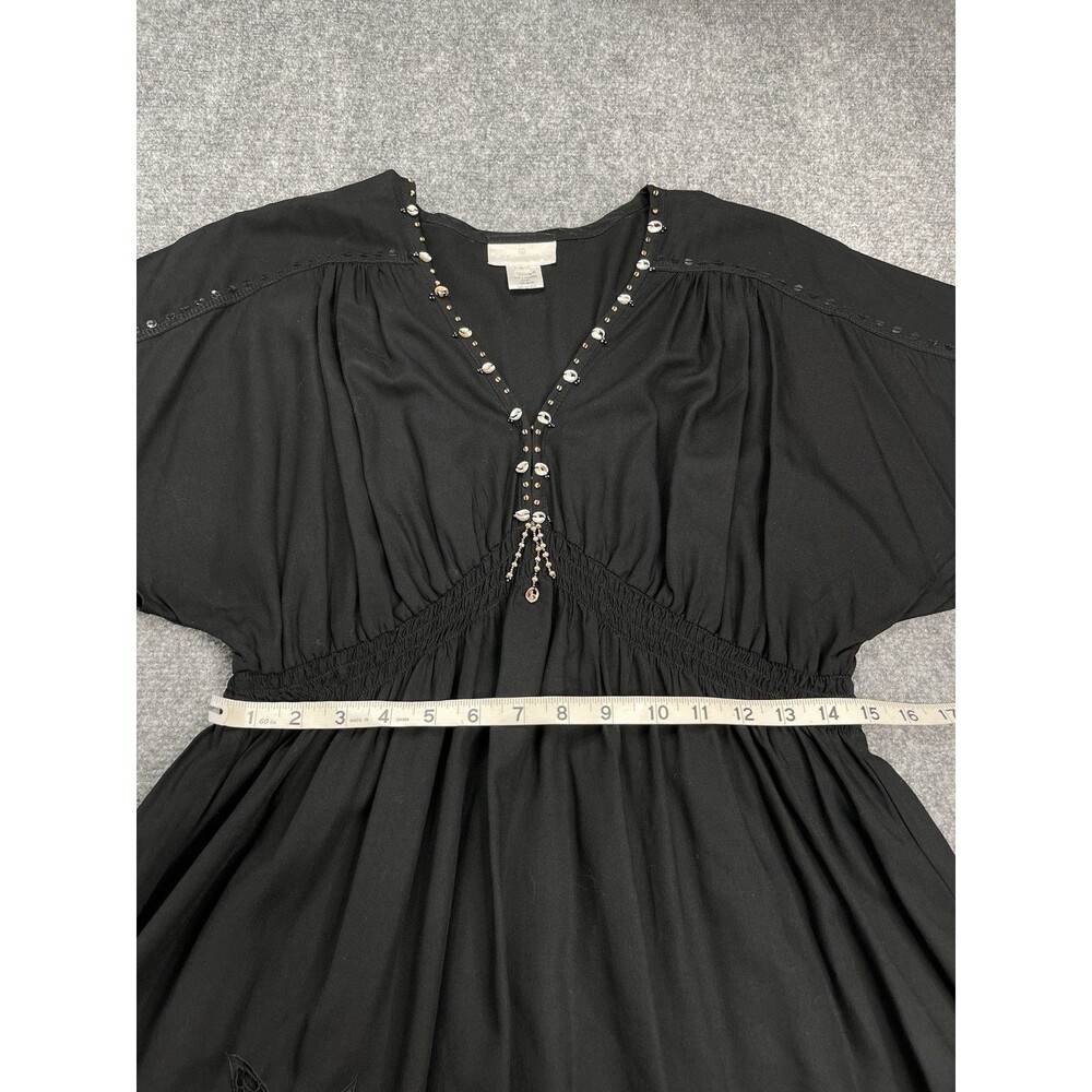 Soft Surroundings Kaftan Dress Womens Large Sea Shell Accent Resort Cruise Black - Picture 12 of 14